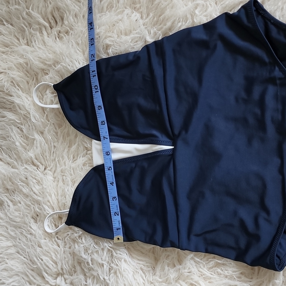 NEW! LIVELY Recycled The V One Piece Swimsuit Navy Blue and White - Picture 4 of 7